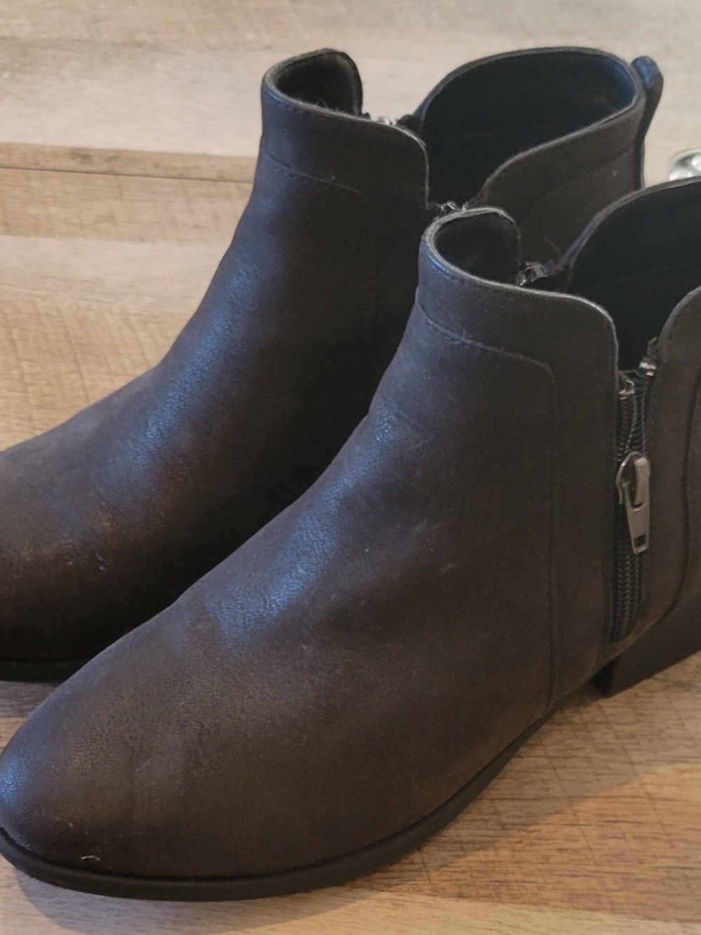 MIA Chocolate Brown Side-Zip Ankle Booties